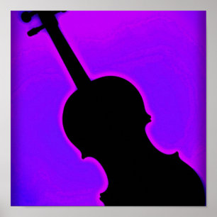 Fundo Azul Violin ou Viola Poster