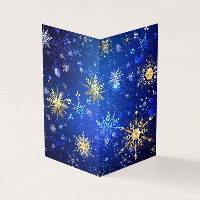 Fundo Azul XMAS com Flocos de Neve Ouro (Exterior)