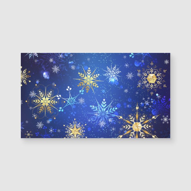 Fundo Azul XMAS com Flocos de Neve Ouro (Frente)