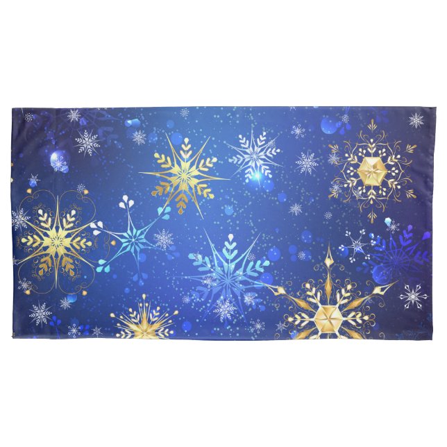 Fundo Azul XMAS com Flocos de Neve Ouro (Frente-Esquerda)