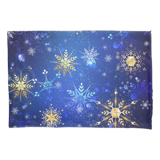 Fundo Azul XMAS com Flocos de Neve Ouro (Frente)