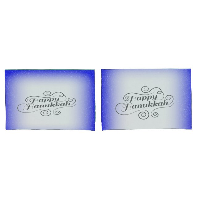 Fundo Branco Azul de 2 tons Feliz Hanukkah (Frente - conjunto)