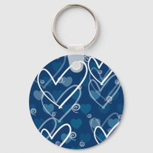 Fundo cardíaco em azul, chaveiro