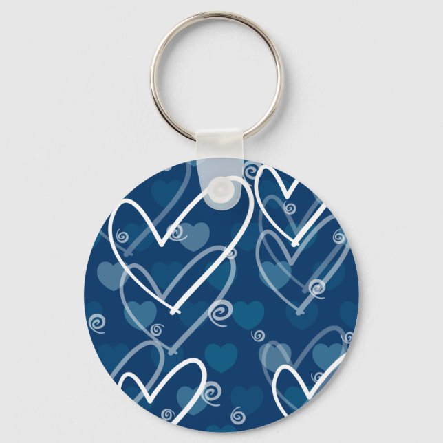Fundo cardíaco em azul, chaveiro (Frente)