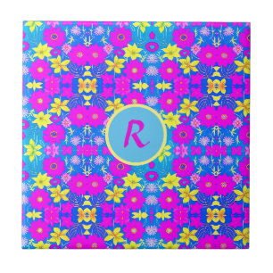 Fundo com padrão de flores rosa azul amarelo adici