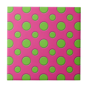 Fundo cor-de-rosa das bolinhas verdes Funky retros