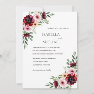 Fundo de Convite de Casamento Floral de Watercolor