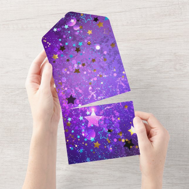 Fundo de folhas roxas com estrelas (Tearaway)