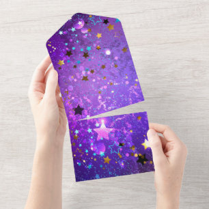 Fundo de folhas roxas com estrelas