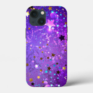 Fundo de folhas roxas com estrelas