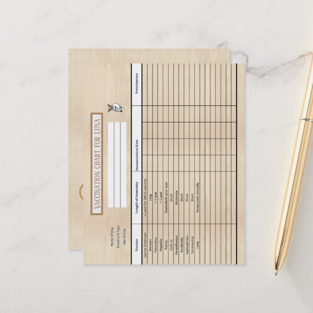 Fundo de Madeira do Gráfico de Imunização (Frente/Verso In Situ)