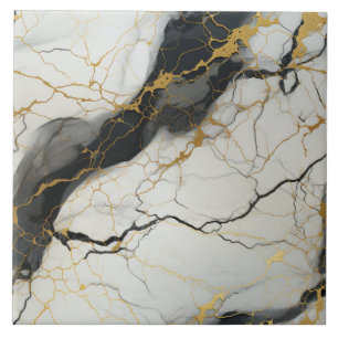 Fundo de Mármore Preto e Branco com Dourado