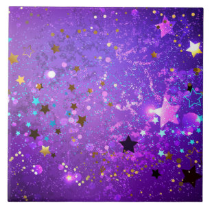 Fundo de papel alumínio roxo com estrelas