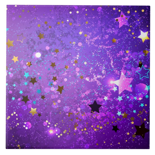 Fundo de papel alumínio roxo com estrelas (Frente)