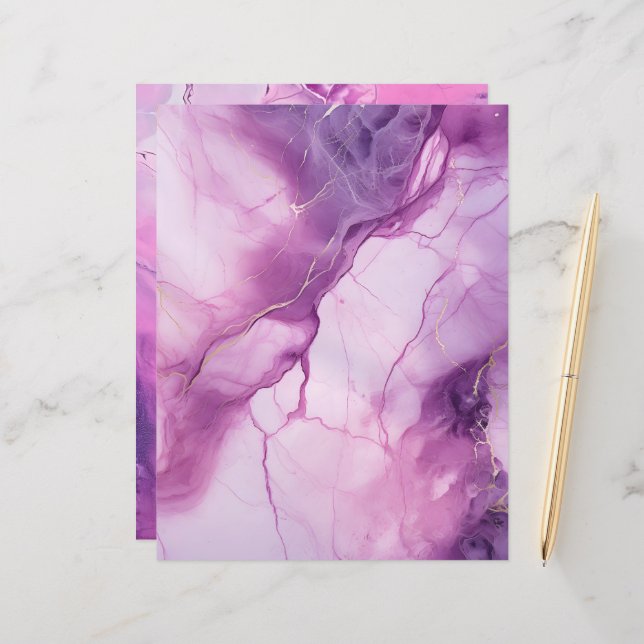 Fundo de Papel Scrapbook Rosa e Roxo (Frente/Verso In Situ)