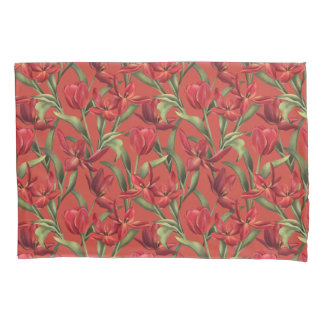 Fundo de Poinciana com Tulipas Vermelhas