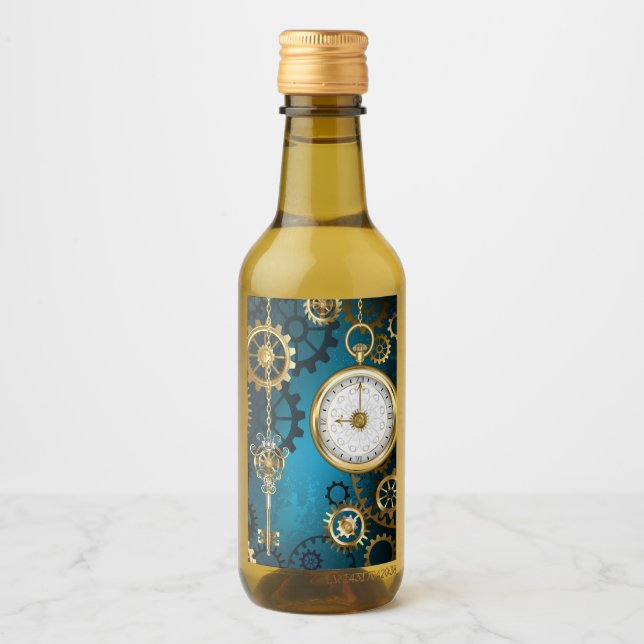 Fundo de turquesa Steampun com engrenagens (Frente)