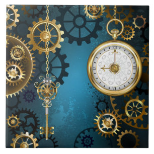 Fundo de turquesa Steampun com engrenagens