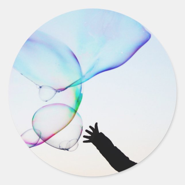 fundo do céu bolha muitas bolhas etiqueta de mão (Frente)