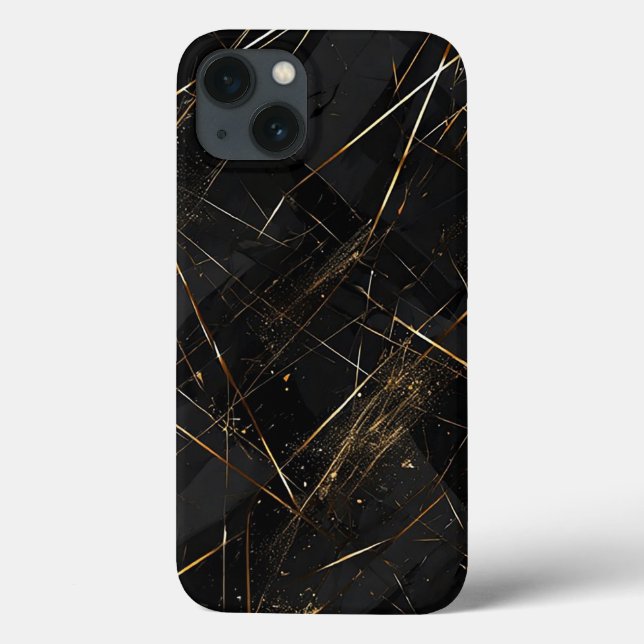 Fundo Elegante Preto e Abstrato Dourado (Verso)