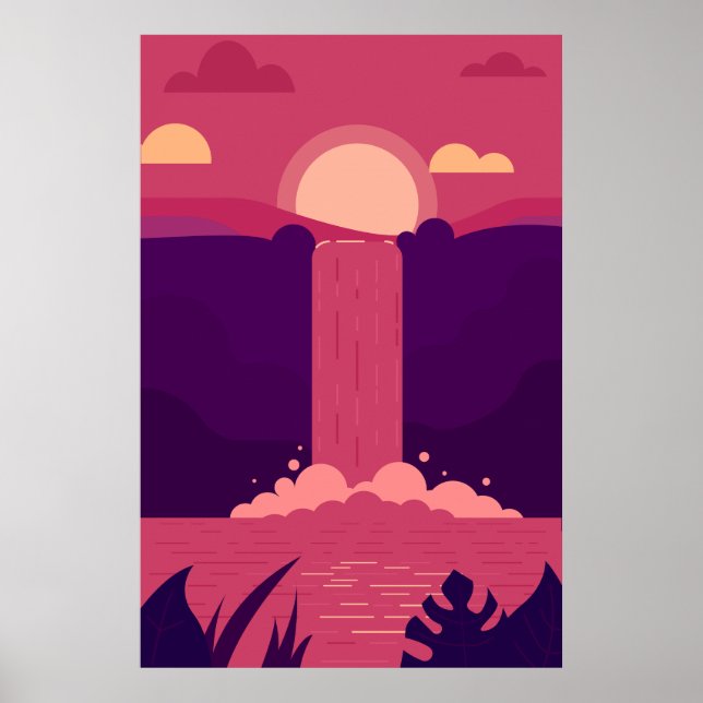 Fundo em cascata vetorial no Poster sunset (Frente)