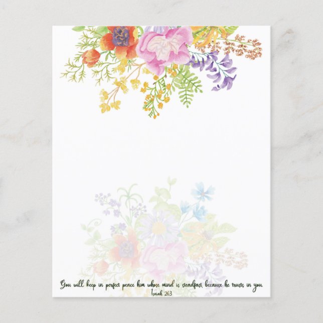 Fundo floral aquarela de paz perfeita (Frente)