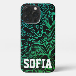 Fundo floral com capa de telefone de nome