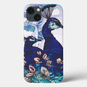 Fundo floral com pavões