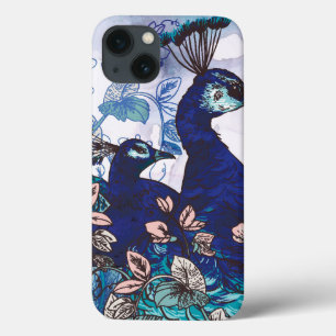 Fundo floral com pavões