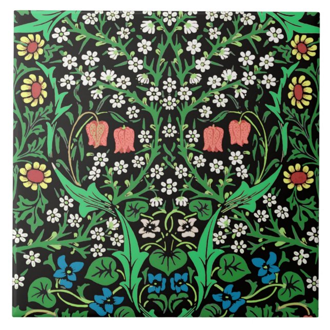 Fundo floral de William Morris, preto Jacobean (Frente)