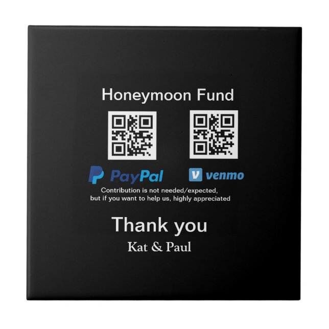 Fundo Honeymoon PayPal Venmo obrigado de código QR (Frente)
