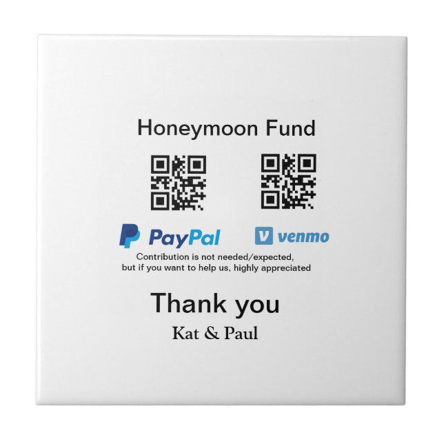 Fundo Honeymoon PayPal Venmo obrigado de código QR (Frente)