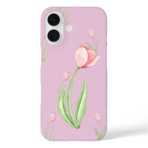Fundo Rosa com Capa de telefone de Tulipas