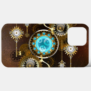 Fundo Rusty Steampunk com Lentes Turquesa