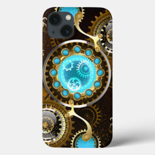 Fundo Rusty Steampunk com Lentes Turquesa