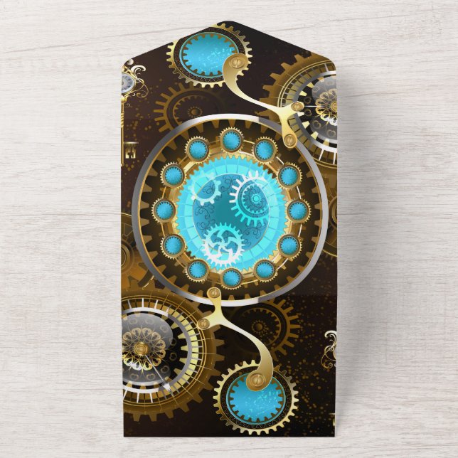 Fundo Rusty Steampunk com Lentes Turquesa (Externo)