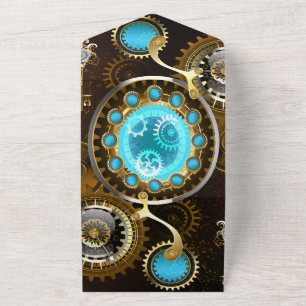 Fundo Rusty Steampunk com Lentes Turquesa