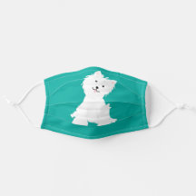 Fundo Turquesa com Cão Branco