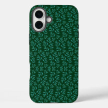 Fundo Verde Escuro com Folhas Botânicas em Verde A