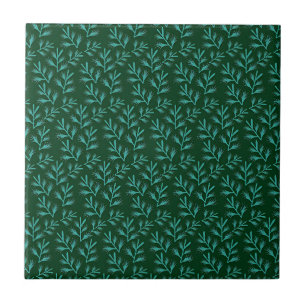 Fundo Verde Escuro com Folhas Botânicas em Verde A