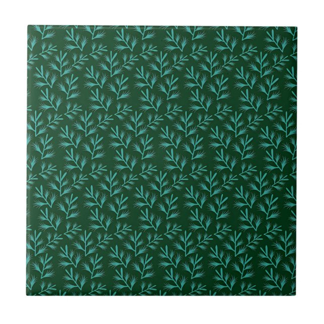 Fundo Verde Escuro com Folhas Botânicas em Verde A (Frente)