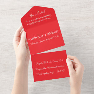 Fundo Vermelho Clássico Ousado – Design de Casamen