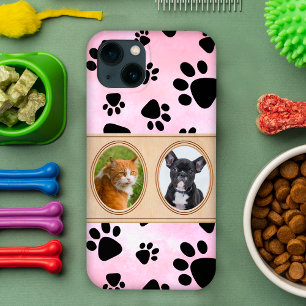 Fundo vermelho com patas, foto personalizada para 