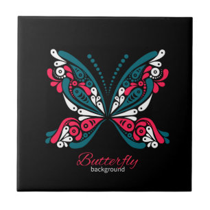 Fundo vetorial com linda borboleta. tatuagem.