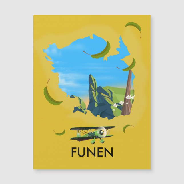 Funen, Dinamarca - mapa de poster de viagens (Frente)