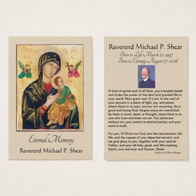 Funeral Bizantino Católico de Rita Oriental Sagrad (Frente & Verso)