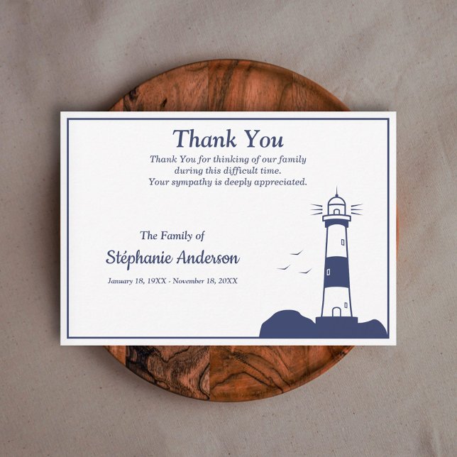 Funeral De Farol Obrigado Cartão Nota (Lighthouse Funeral Thank You Note Card)