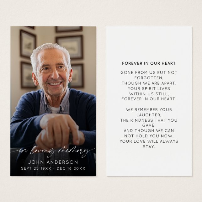 Funeral De Fotografia De Script De Memória Elegant (Frente & Verso)