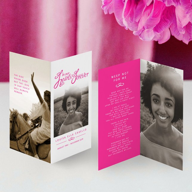 Funeral em nossos corações cartão de poema rosa pa (Criador carregado)