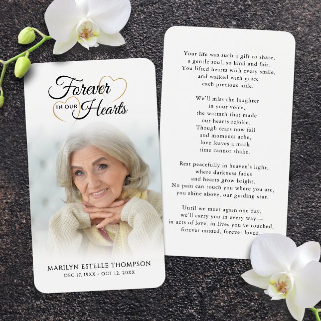 Funeral Forever In Our Hearts Photo Prayer Card (Criador carregado)